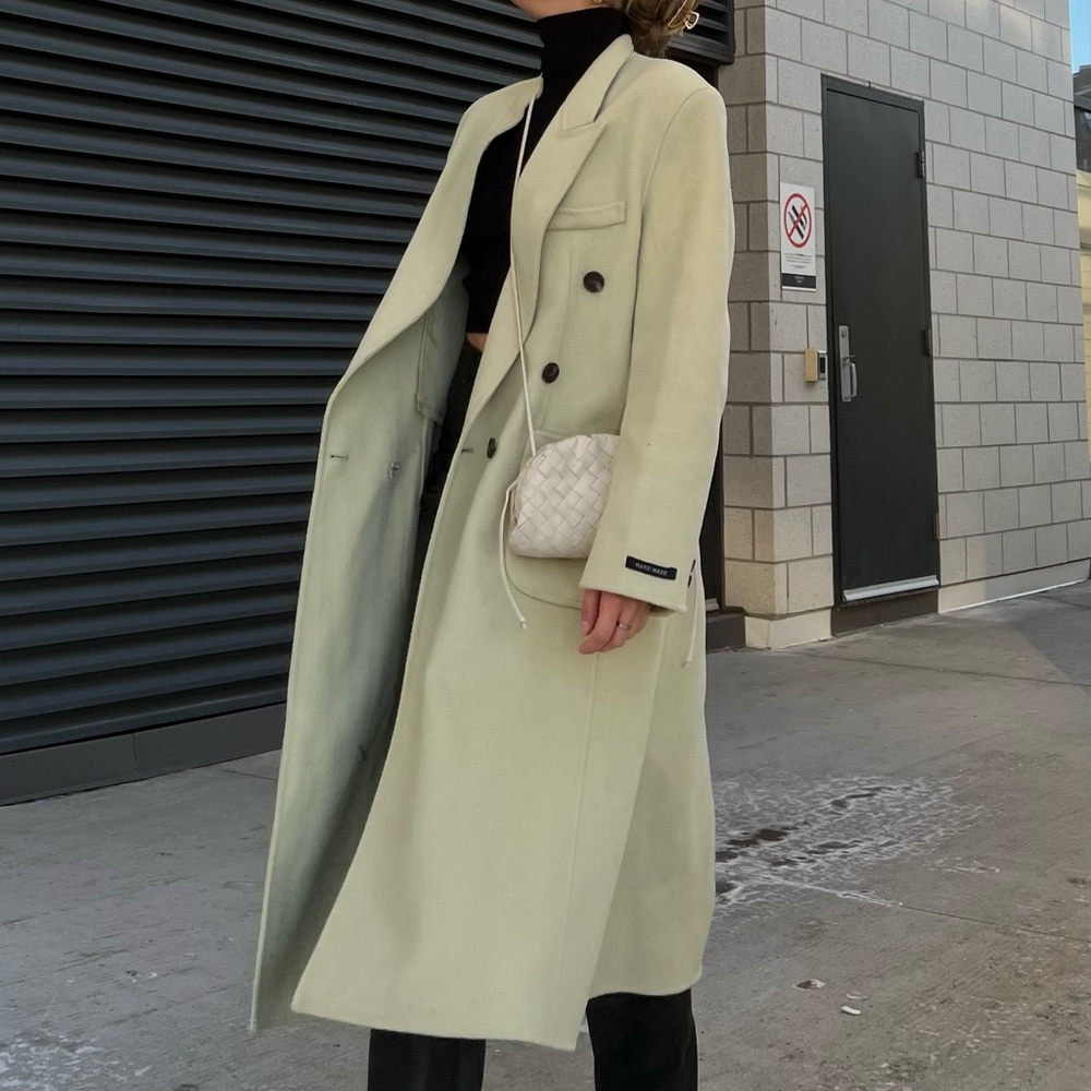 Source Unknown Pale Mint Double-Breasted Trench Coat